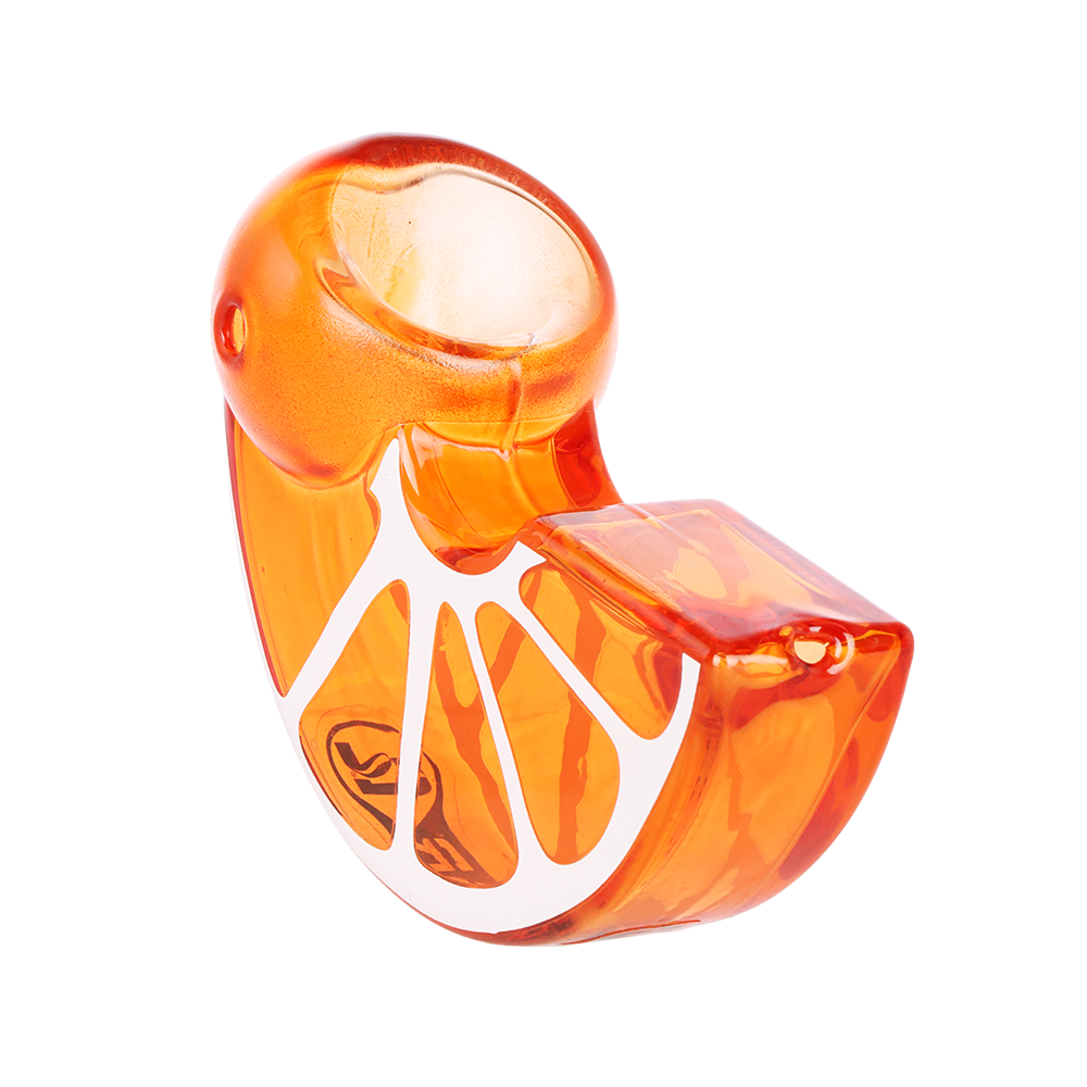 Pulsar Fruit Slice Hand Pipe | Orange | Bowl & Mouthpiece View