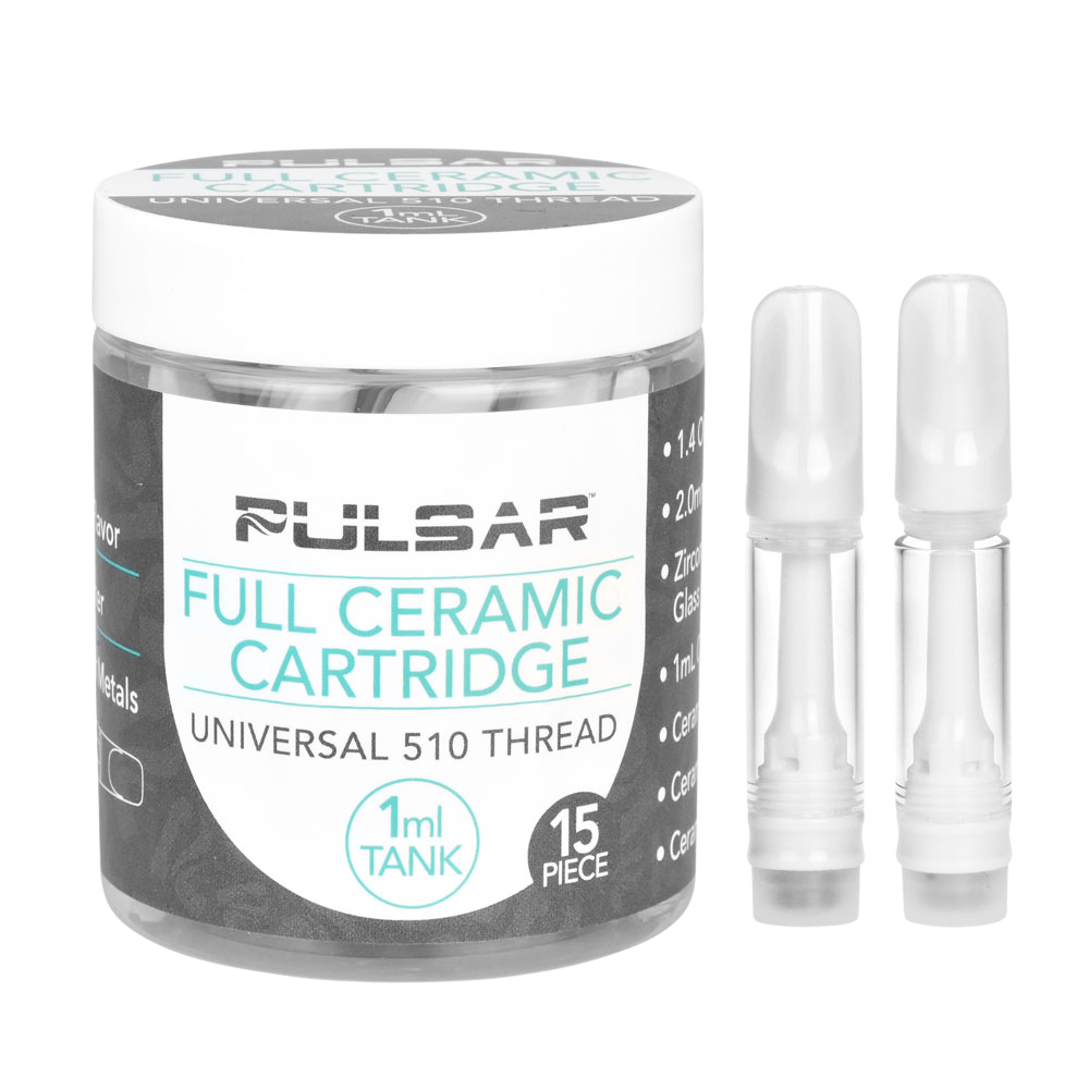 Pulsar Full Ceramic Oil Cartridge Tanks | 15 Piece Jar