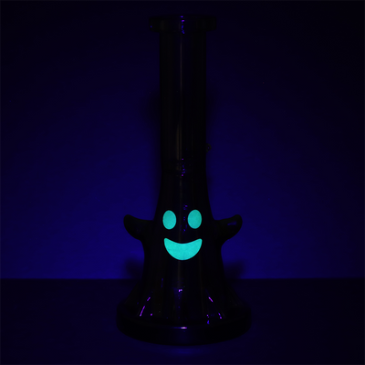 Pulsar Giddy Ghost Beaker Bong | Back View | Glow In The Dark Accents