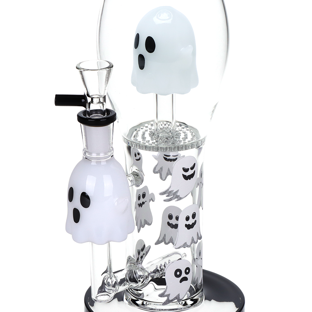 Pulsar Haunted Ghosts Tube Bong | Honeycomb & Inline Percolator Close View