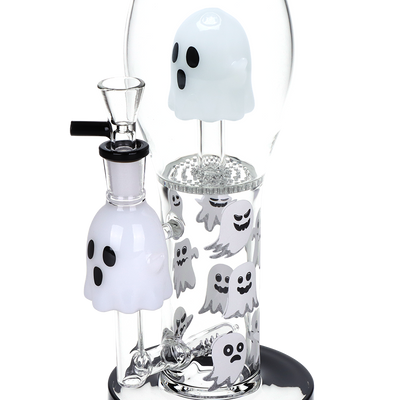 Pulsar Haunted Ghosts Tube Bong | Honeycomb & Inline Percolator Close View