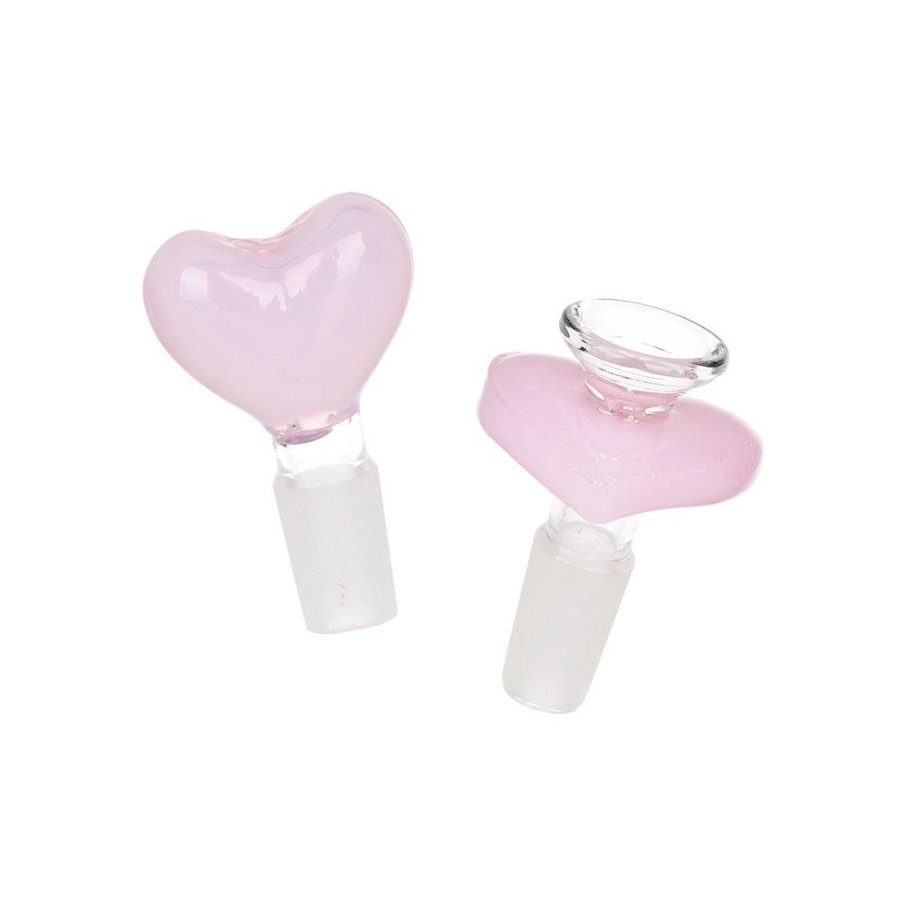 Pulsar Heart Hookup Dual Neck Bong | Opaque Pink | Glass Plug & Herb Slide