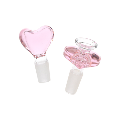 Pulsar Heart Hookup Dual Neck Bong | Transparent Pink | Glass Plug & Herb Slide
