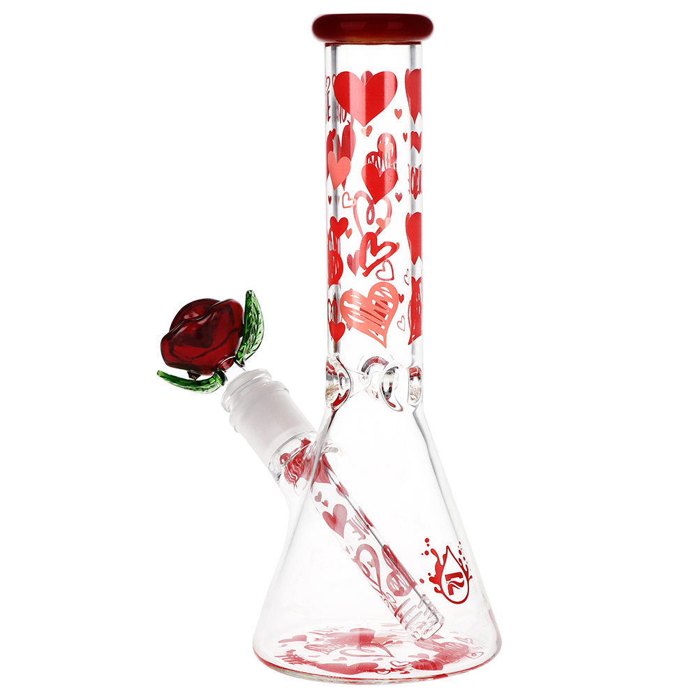 Pulsar Hearts 'n' Roses Beaker Herb Pipe Duo | Bong Rear View