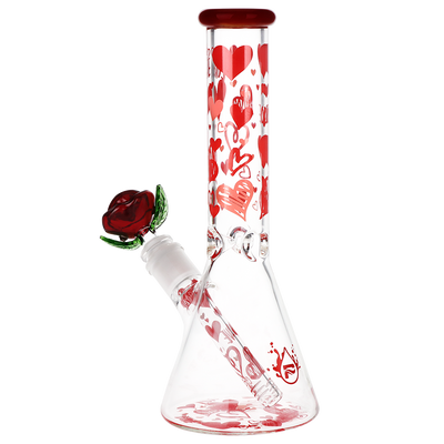 Pulsar Hearts 'n' Roses Beaker Herb Pipe Duo | Bong Rear View