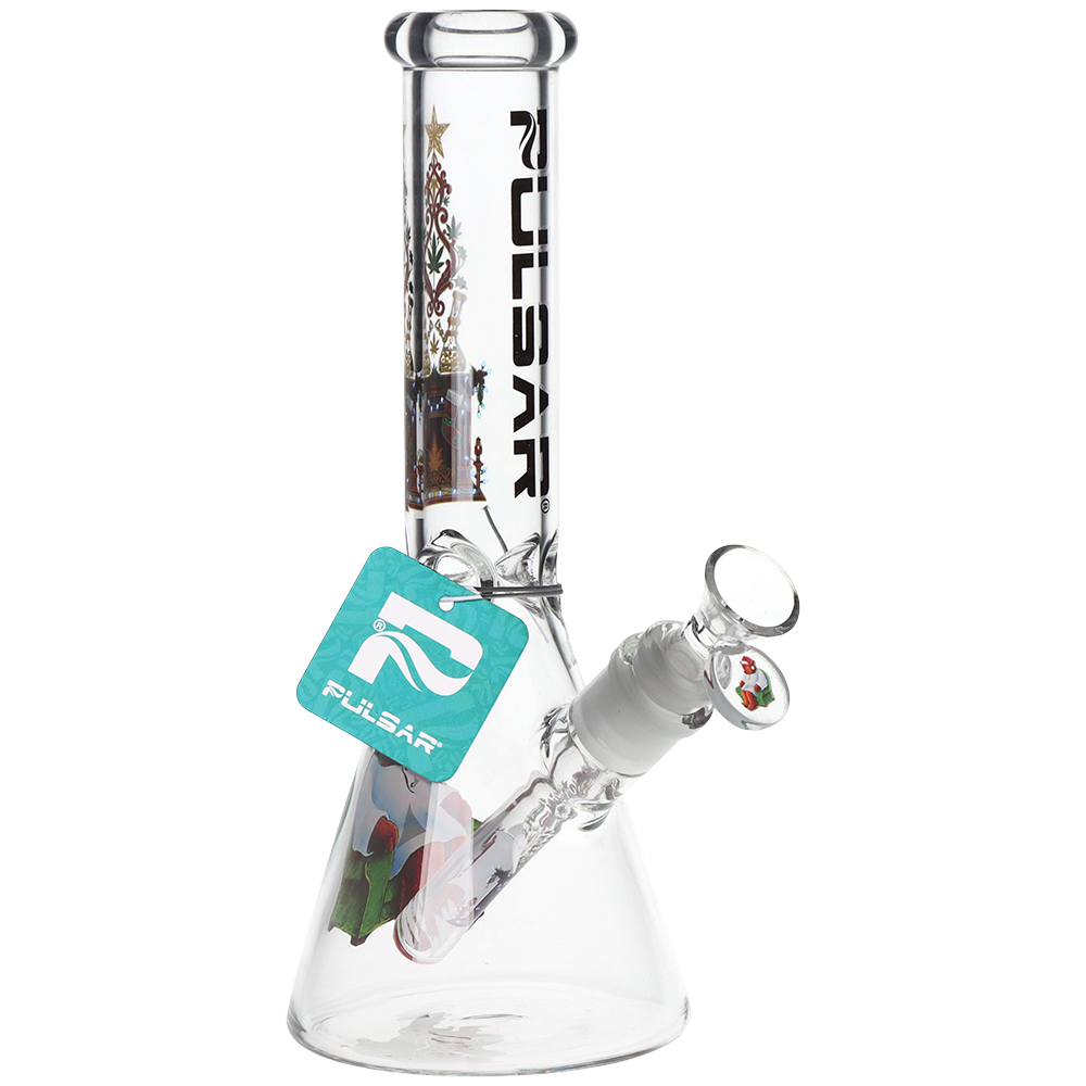 Pulsar Holiday Hibernation Beaker Bong | Front View with Tag
