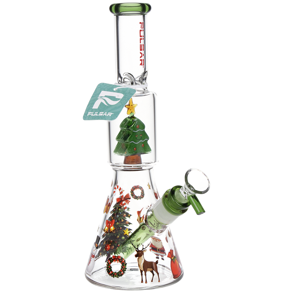 Pulsar Holiday Party Tree Beaker Bong | Front View