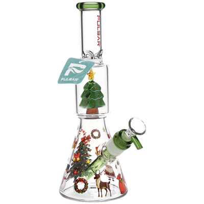 Pulsar Holiday Party Tree Beaker Bong | Front View