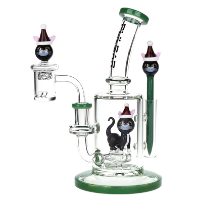 Pulsar Holidaze Dab Rig Set | Santa Cat | Front View