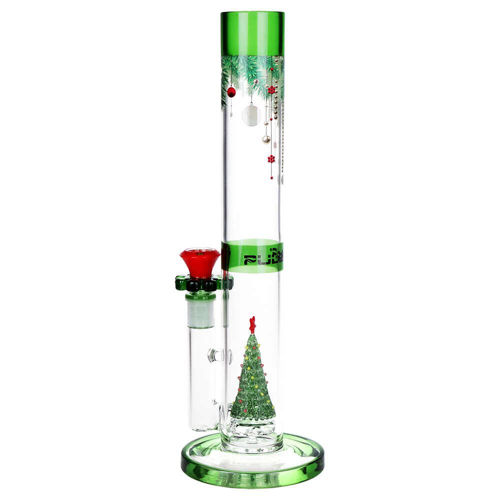 Pulsar Holly Jolly Tree Straight Tube Bong | Back View