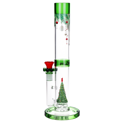 Pulsar Holly Jolly Tree Straight Tube Bong | Back View