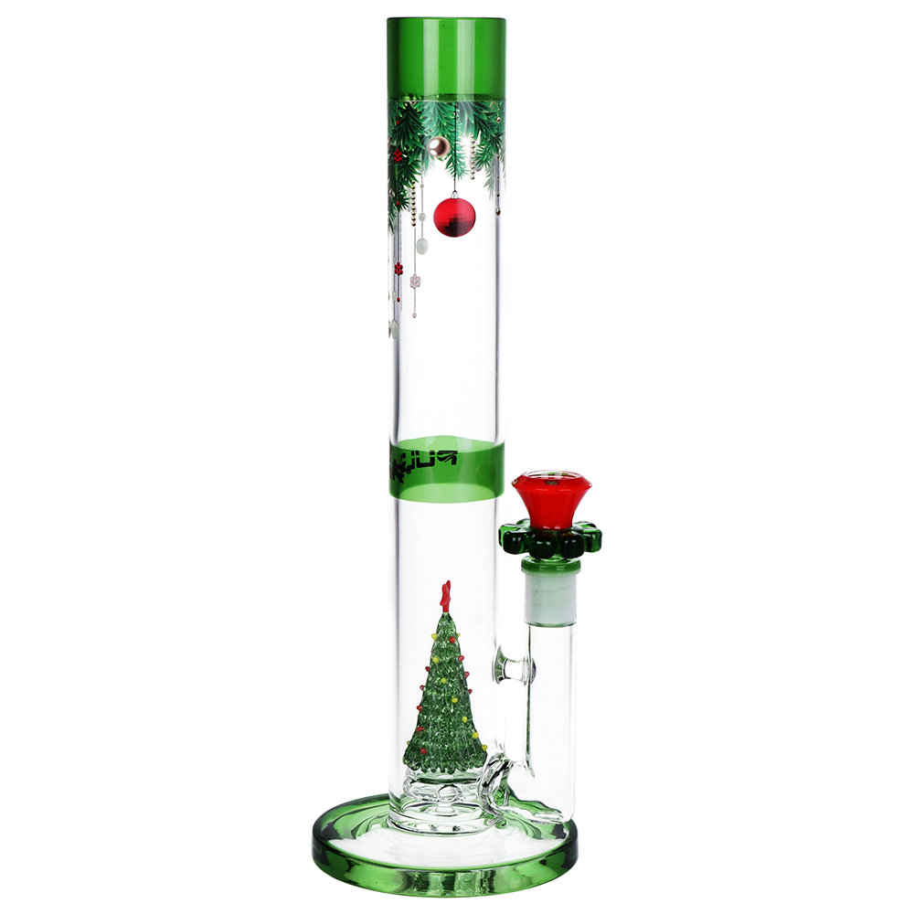 Pulsar Holly Jolly Tree Straight Tube Bong | Front View