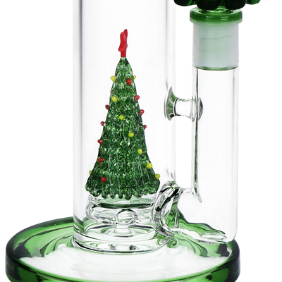 Pulsar Holly Jolly Tree Straight Tube Bong | Disc Percolator & Tree Centerpiece Close View
