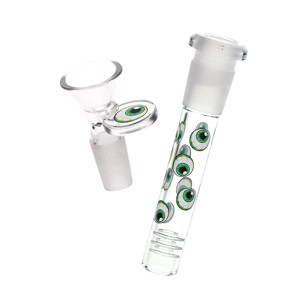 Pulsar Hypnotic Cat Flared Beaker Bong | Matching Downstem & Herb Slide