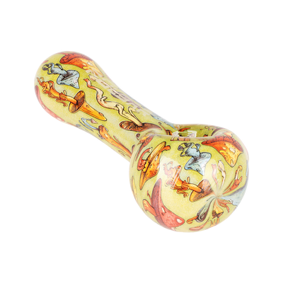 Pulsar Inside Print Spoon Pipe | Dancing Shrooms | Bowl Front View
