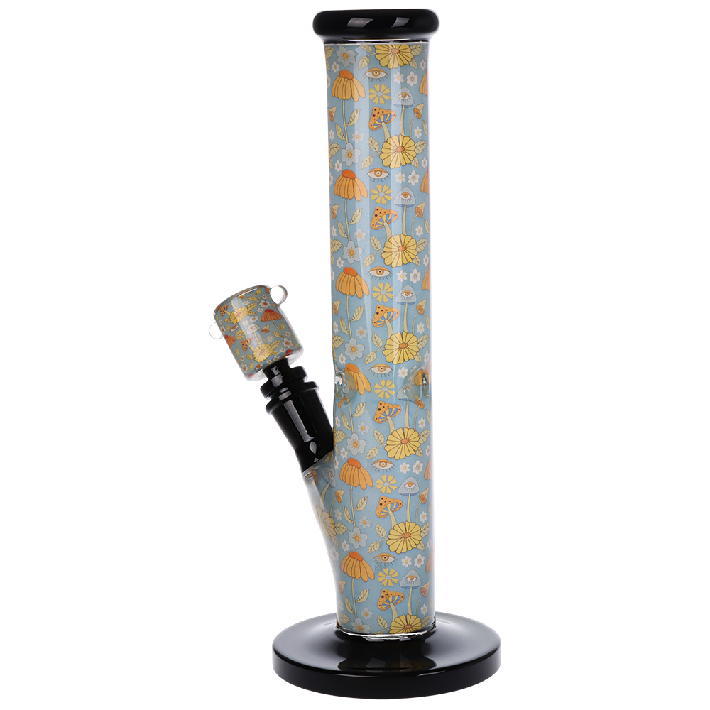 Pulsar Inside Print Straight Tube Bong | Flower Vision | Back View