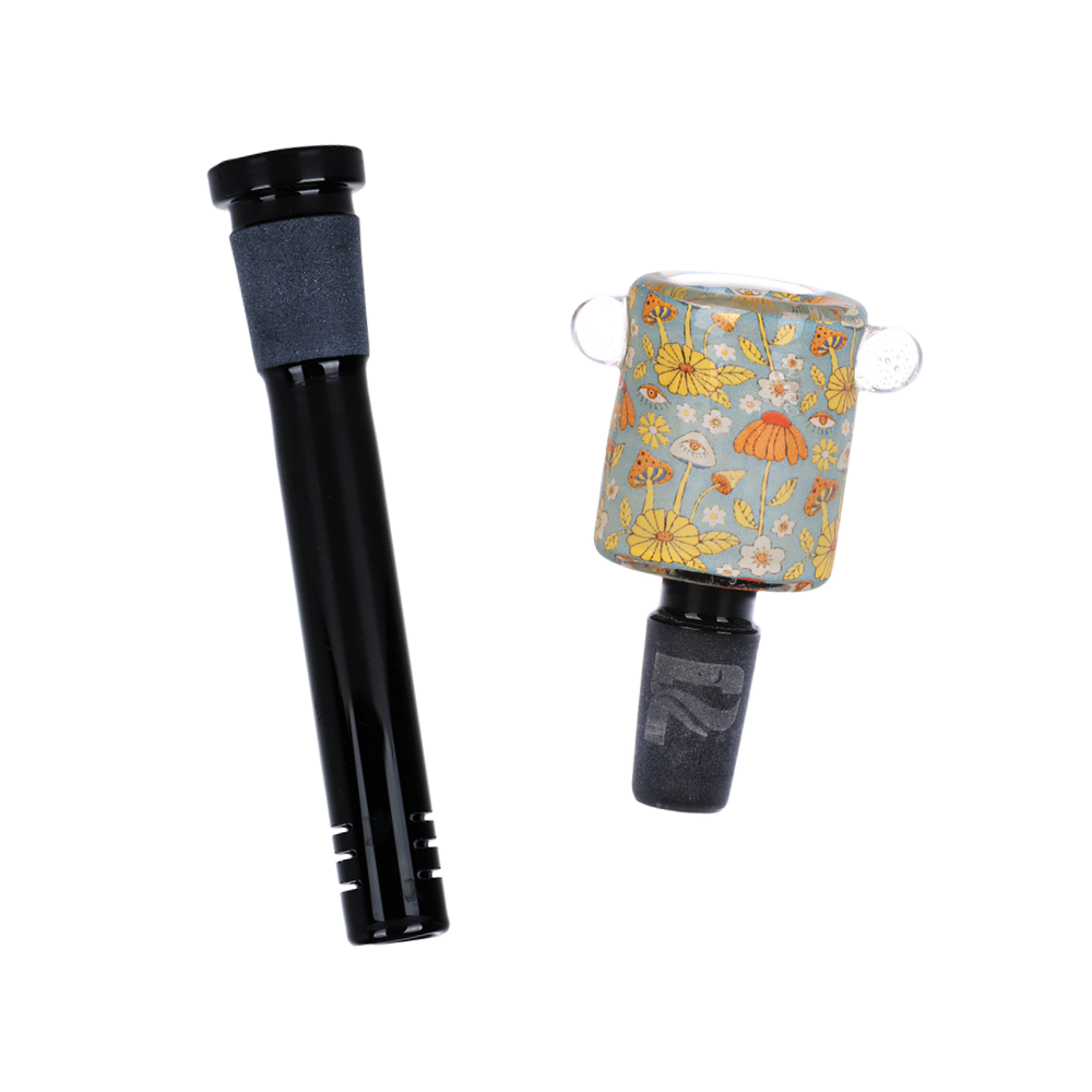 Pulsar Inside Print Straight Tube Bong | Flower Vision | Downstem & Matching Herb Slide