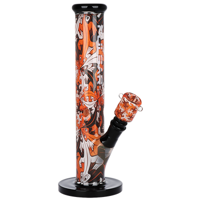 Pulsar Inside Print Straight Tube Bong | Interlocking Lizards | Front View