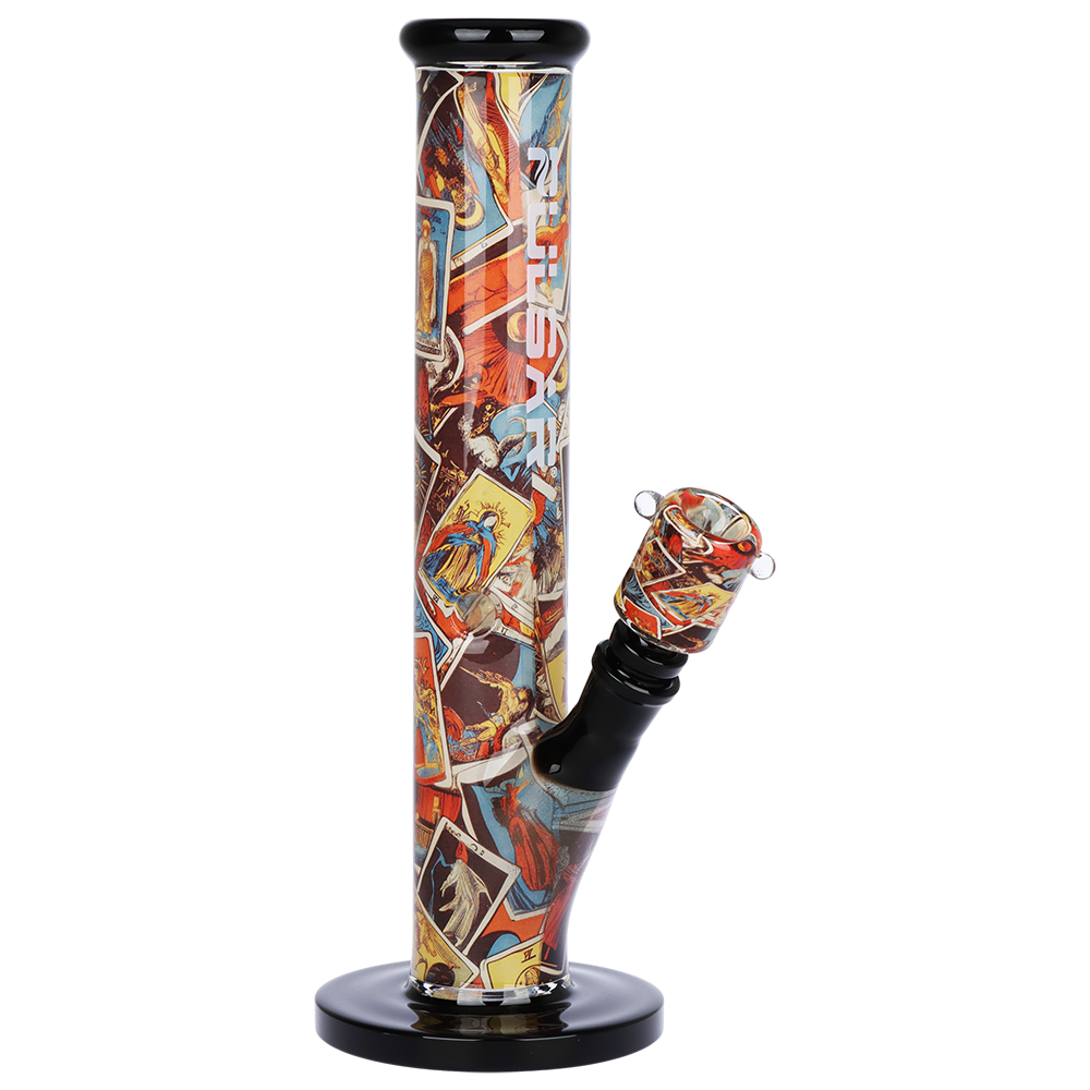 Pulsar Inside Print Straight Tube Bong | Tarot Time | Front View