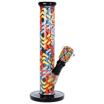 Pulsar Inside Print Straight Tube Bong | Wavy Weave | Front View