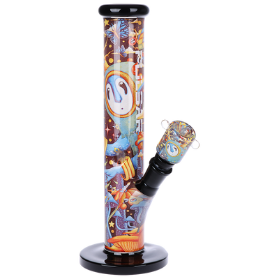Pulsar Inside Print Straight Tube Bong | The World Was Mad | Front View