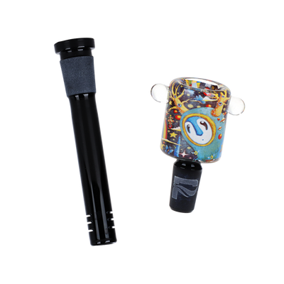 Pulsar Inside Print Straight Tube Bong | The World Was Mad | Matching Herb Slide & Slitted Downstem