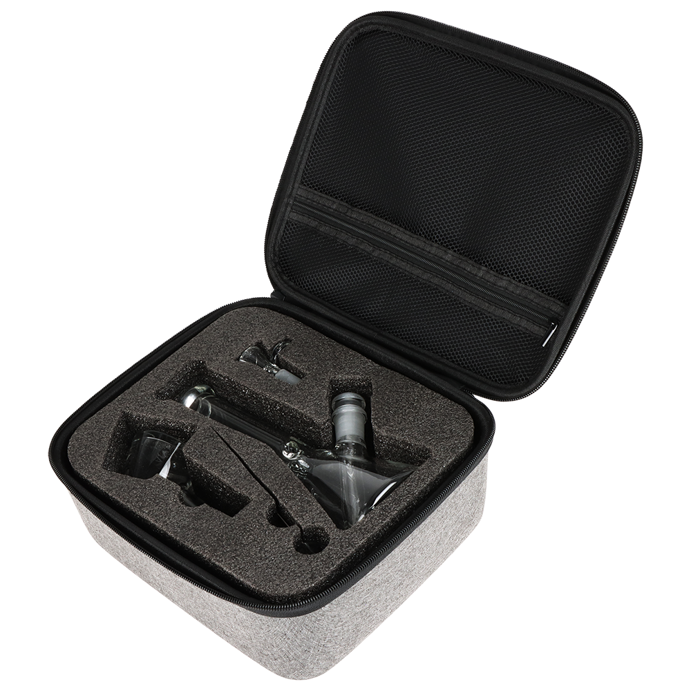 Pulsar Laid Back Beaker Pipe Duo Travel Kit | Zippered Case | Open View