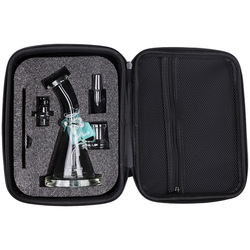 Pulsar Laid Back Dab Rig Set Travel Kit | Zippered Case | Open View