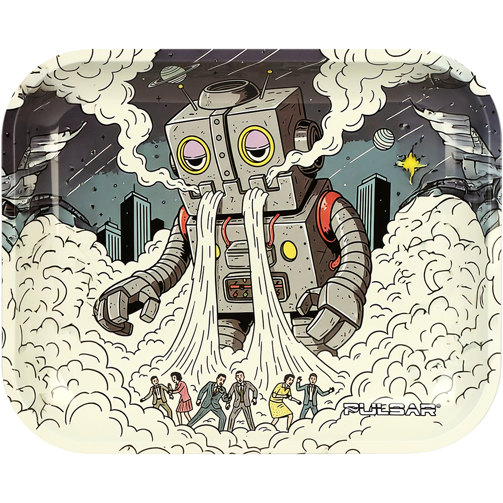 Pulsar Large Metal Rolling Tray | Attack of the Dope Bot