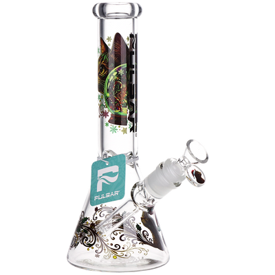 Pulsar Meowy Christmas Beaker Bong | Front View with Tag