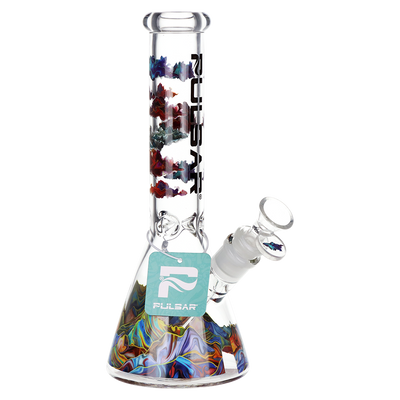 Pulsar Metallic Mountains Beaker Bong | Front View with Tag