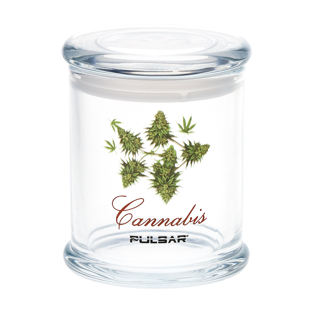 Pulsar Pop Top Glass Jar | Cannabis | Front View