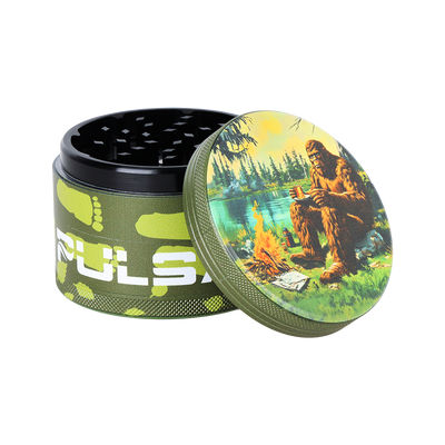 Pulsar Side Art Design Series Grinder | Bigfoot Camp | Top Open View
