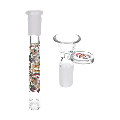 Pulsar Sleepy Santa Beaker Bong | Matching Downstem & Herb Slide