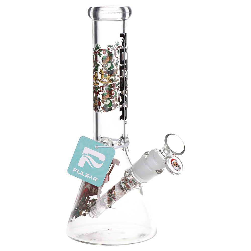 Pulsar Sleepy Santa Beaker Bong | Front View with Tag