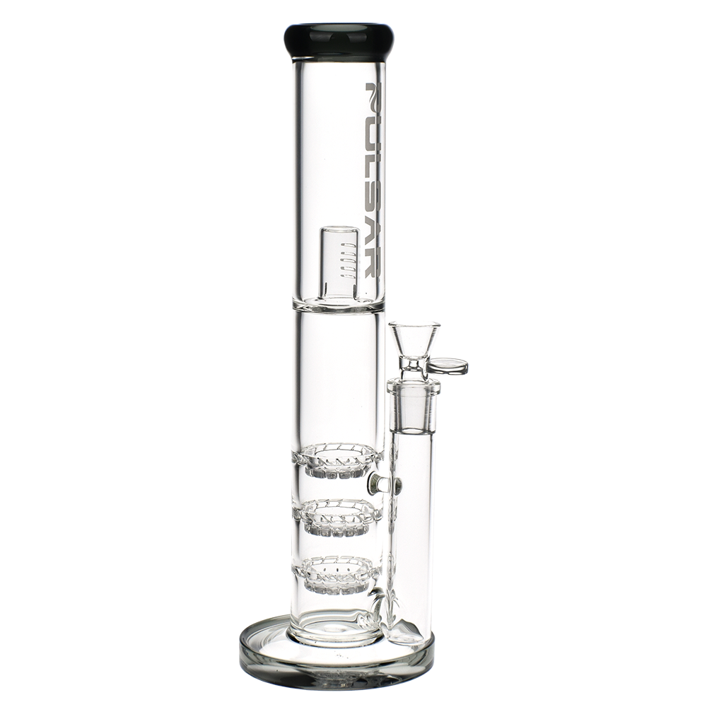 Pulsar Triple Turbine Perc Straight Tube Bong | Black