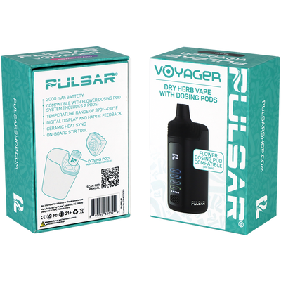 Pulsar Voyager Dry Herb Pod Vape Bar | Packaging Front & Back