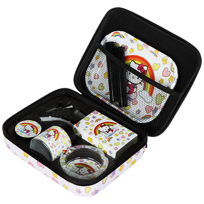 Rainbow Kitty Smoker's Travel Kit | Case Open View with Contents