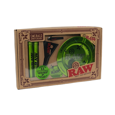 RAW 20th Anniversary Emerald Smoker's Kit | Packaging