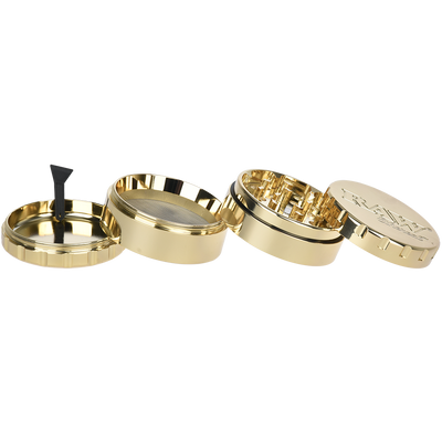 RAW Ethereal Gold-Plated Stainless Steel Grinder | 4pc | 2.25" | Pieces View