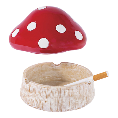2-in-1 Red Mushroom Covered Ashtray | Cigarette Rests