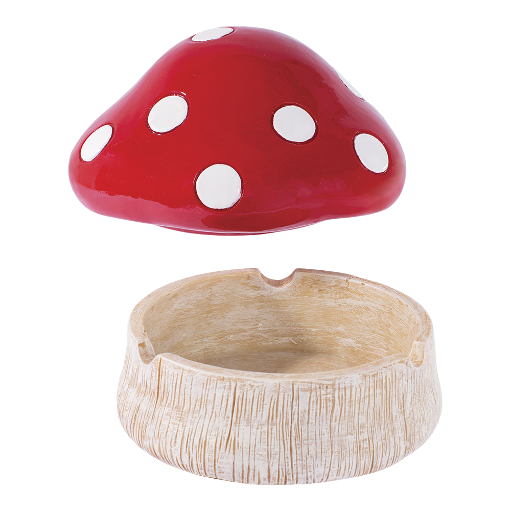 2-in-1 Red Mushroom Covered Ashtray | Open View
