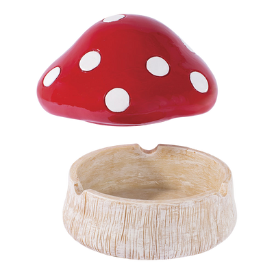 2-in-1 Red Mushroom Covered Ashtray | Open View