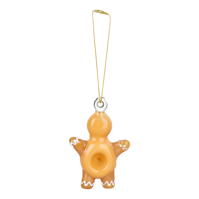 Santa's Secret Hangable Ornament Hand Pipe | Gingerbread Cookie | Back View
