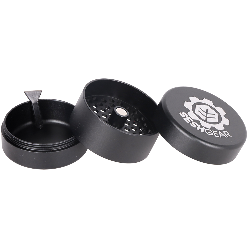 SeshGear Aluminum Mill Grinder | 3pc | Pieces Spread View