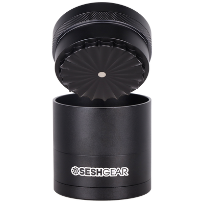 SeshGear Aluminum Mill Grinder | 5pc | Black Open View