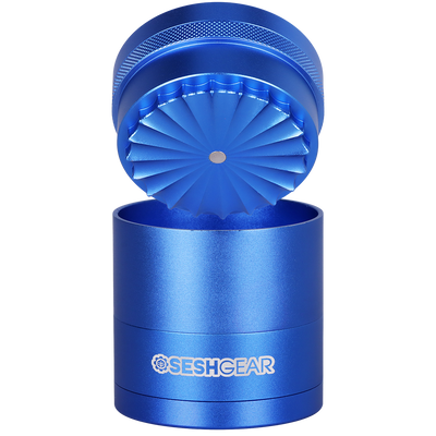 SeshGear Aluminum Mill Grinder | 5pc | Blue Open View