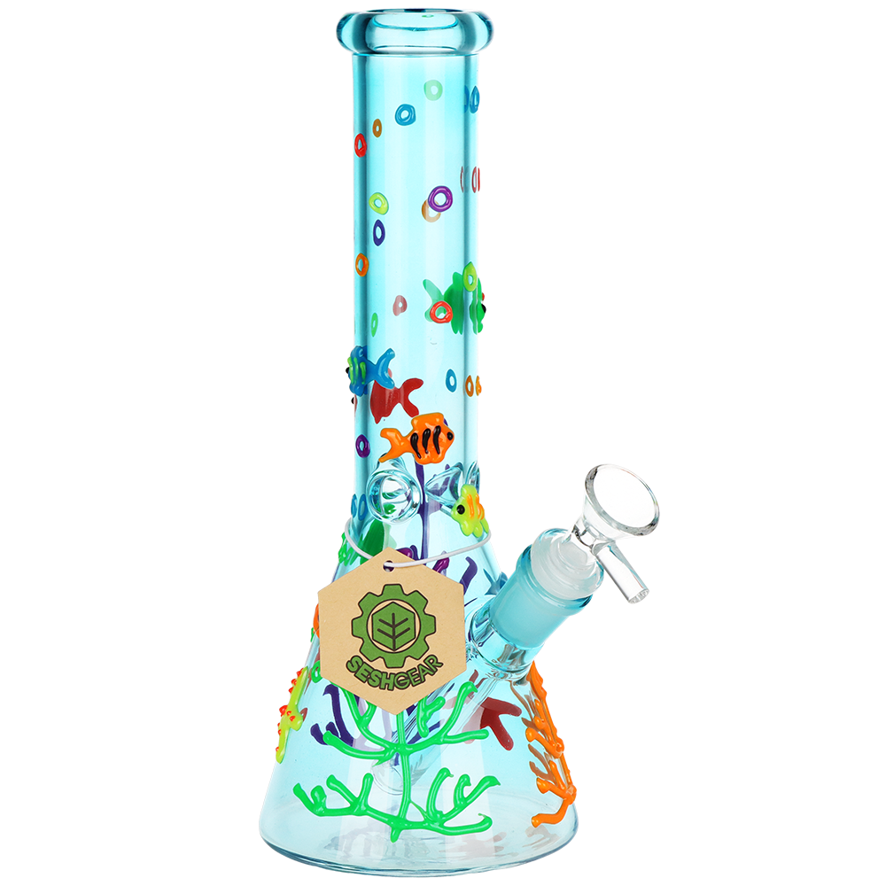 SeshGear Coral Reefer Glow Beaker Bong | Front View
