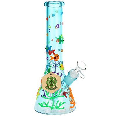 SeshGear Coral Reefer Glow Beaker Bong | Front View