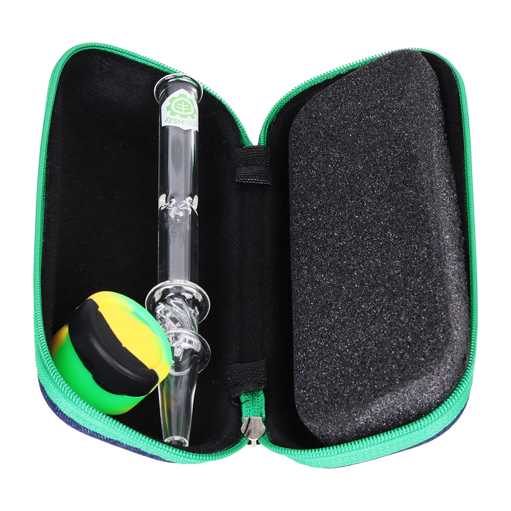 SeshGear Dab Straw Travel Kit | Case Open View with Contents